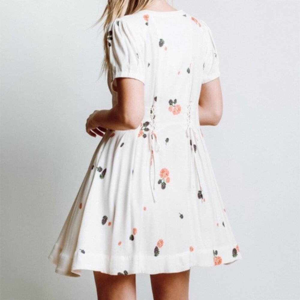 Free People Dream Girl Mini Dress in Ivory Combo - sz 2 - Picture 5 of 9